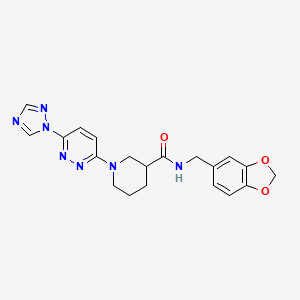 B2882645 1-(6-(1H-1,2,4-triazol-1-yl)pyridazin-3-yl)-N-(benzo[d][1,3]dioxol-5-ylmethyl)piperidine-3-carboxamide CAS No. 1797889-55-4