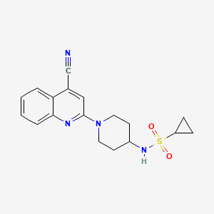 molecular formula C18H20N4O2S B2882649 N-[1-(4-cyanoquinolin-2-yl)piperidin-4-yl]cyclopropanesulfonamide CAS No. 2415453-40-4