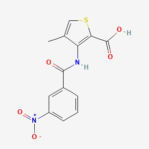 molecular formula C13H10N2O5S B2882663 4-Methyl-3-[(3-nitrobenzoyl)amino]-2-thiophenecarboxylic acid CAS No. 866152-23-0