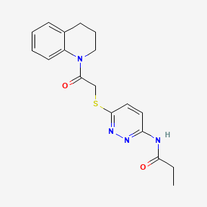 molecular formula C18H20N4O2S B2882688 N-(6-((2-(3,4-dihydroquinolin-1(2H)-yl)-2-oxoethyl)thio)pyridazin-3-yl)propionamide CAS No. 1021135-74-9