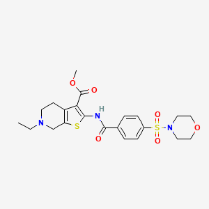 molecular formula C22H27N3O6S2 B2882693 Methyl 6-ethyl-2-(4-(morpholinosulfonyl)benzamido)-4,5,6,7-tetrahydrothieno[2,3-c]pyridine-3-carboxylate CAS No. 449767-40-2