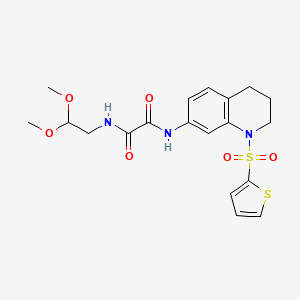 molecular formula C19H23N3O6S2 B2882698 N1-(2,2-dimethoxyethyl)-N2-(1-(thiophen-2-ylsulfonyl)-1,2,3,4-tetrahydroquinolin-7-yl)oxalamide CAS No. 898414-11-4