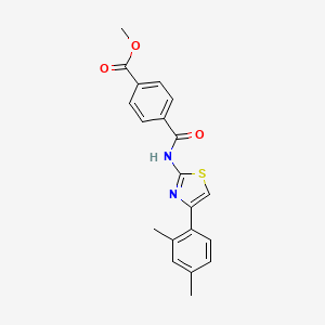 molecular formula C20H18N2O3S B2882708 Methyl 4-((4-(2,4-dimethylphenyl)thiazol-2-yl)carbamoyl)benzoate CAS No. 476326-42-8