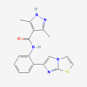 molecular formula C17H15N5OS B2882710 N-(2-(imidazo[2,1-b]thiazol-6-yl)phenyl)-3,5-dimethyl-1H-pyrazole-4-carboxamide CAS No. 1786112-88-6