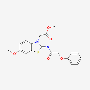 molecular formula C19H18N2O5S B2882723 methyl 2-[(2Z)-6-methoxy-2-[(2-phenoxyacetyl)imino]-2,3-dihydro-1,3-benzothiazol-3-yl]acetate CAS No. 865200-17-5