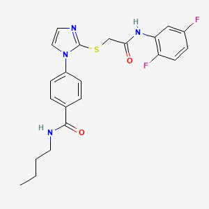 molecular formula C22H22F2N4O2S B2882744 N-butyl-4-[2-({[(2,5-difluorophenyl)carbamoyl]methyl}sulfanyl)-1H-imidazol-1-yl]benzamide CAS No. 1206987-33-8