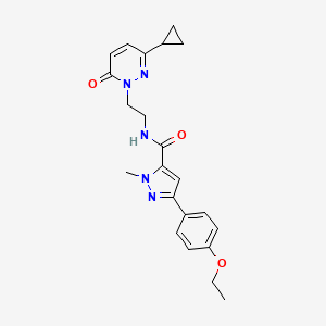 molecular formula C22H25N5O3 B2882755 N-(2-(3-cyclopropyl-6-oxopyridazin-1(6H)-yl)ethyl)-3-(4-ethoxyphenyl)-1-methyl-1H-pyrazole-5-carboxamide CAS No. 2034422-77-8