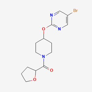 molecular formula C14H18BrN3O3 B2882768 5-Bromo-2-{[1-(oxolane-2-carbonyl)piperidin-4-yl]oxy}pyrimidine CAS No. 2380167-45-1