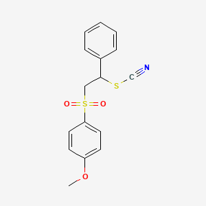 molecular formula C16H15NO3S2 B2882860 {[2-(4-methoxybenzenesulfonyl)-1-phenylethyl]sulfanyl}carbonitrile CAS No. 72132-67-3