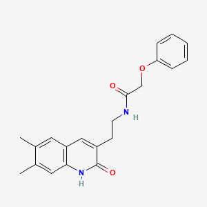 molecular formula C21H22N2O3 B2882866 N-[2-(6,7-dimethyl-2-oxo-1,2-dihydroquinolin-3-yl)ethyl]-2-phenoxyacetamide CAS No. 851096-16-7