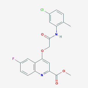 molecular formula C20H16ClFN2O4 B2882894 Methyl 4-{[(5-chloro-2-methylphenyl)carbamoyl]methoxy}-6-fluoroquinoline-2-carboxylate CAS No. 1358495-84-7