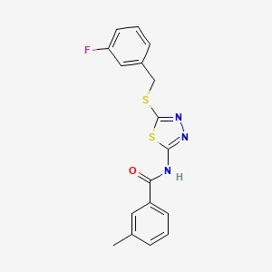 molecular formula C17H14FN3OS2 B2882914 N-(5-((3-fluorobenzyl)thio)-1,3,4-thiadiazol-2-yl)-3-methylbenzamide CAS No. 392303-36-5
