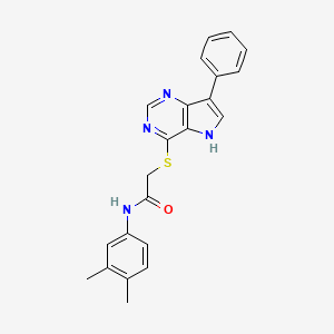 molecular formula C22H20N4OS B2882921 N-(3,4-Dimethylphenyl)-2-({7-phenyl-5H-pyrrolo[3,2-D]pyrimidin-4-YL}sulfanyl)acetamide CAS No. 1189863-47-5