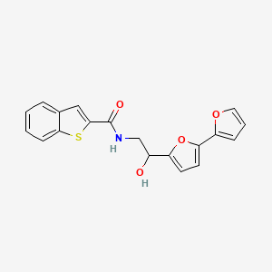 molecular formula C19H15NO4S B2882926 N-(2-{[2,2'-bifuran]-5-yl}-2-hydroxyethyl)-1-benzothiophene-2-carboxamide CAS No. 2310145-89-0
