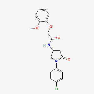 molecular formula C19H19ClN2O4 B2882986 N-[1-(4-chlorophenyl)-5-oxopyrrolidin-3-yl]-2-(2-methoxyphenoxy)acetamide CAS No. 905666-54-8
