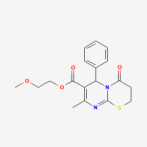 molecular formula C18H20N2O4S B2883086 2-Methoxyethyl 8-methyl-4-oxo-6-phenyl-2,3,4,6-tetrahydropyrimido[2,1-b][1,3]thiazine-7-carboxylate CAS No. 608492-77-9