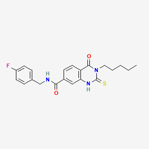 molecular formula C21H22FN3O2S B2883093 N-(4-fluorobenzyl)-4-oxo-3-pentyl-2-thioxo-1,2,3,4-tetrahydroquinazoline-7-carboxamide CAS No. 421590-53-6