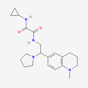 molecular formula C21H30N4O2 B2883108 N-cyclopropyl-N'-[2-(1-methyl-1,2,3,4-tetrahydroquinolin-6-yl)-2-(pyrrolidin-1-yl)ethyl]ethanediamide CAS No. 921924-21-2