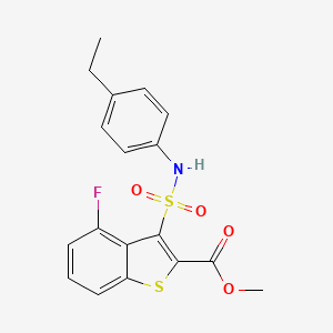 molecular formula C18H16FNO4S2 B2883117 Methyl 3-[(4-ethylphenyl)sulfamoyl]-4-fluoro-1-benzothiophene-2-carboxylate CAS No. 932303-76-9