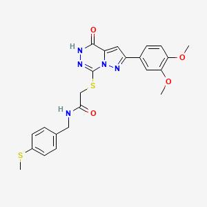 2-((8-(3,4-dimethoxyphenyl)-(oxo)dihydropyrazolo[1,5-d][1,2,4]triazin-2-yl)thio)-N-(4-(methylthio)benzyl)acetamide