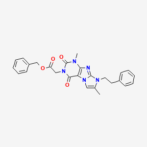 benzyl 2-(1,7-dimethyl-2,4-dioxo-8-phenethyl-1H-imidazo[2,1-f]purin-3(2H,4H,8H)-yl)acetate