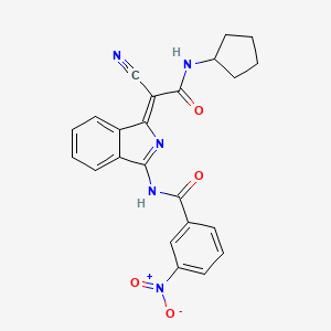 (Z)-N-(1-(1-cyano-2-(cyclopentylamino)-2-oxoethylidene)-1H-isoindol-3-yl)-3-nitrobenzamide