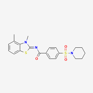 N-(3,4-dimethyl-1,3-benzothiazol-2-ylidene)-4-piperidin-1-ylsulfonylbenzamide