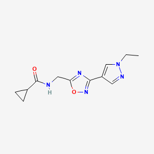 N-((3-(1-ethyl-1H-pyrazol-4-yl)-1,2,4-oxadiazol-5-yl)methyl)cyclopropanecarboxamide