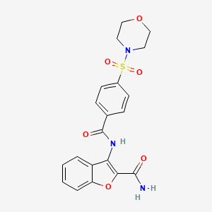 molecular formula C20H19N3O6S B2883201 3-(4-(Morpholinosulfonyl)benzamido)benzofuran-2-carboxamide CAS No. 398999-87-6