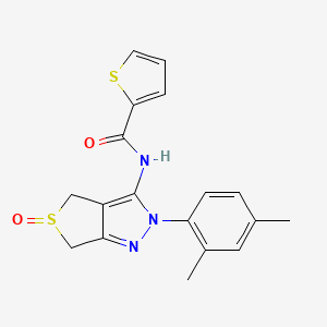 molecular formula C18H17N3O2S2 B2883207 N-[2-(2,4-dimethylphenyl)-5-oxo-2H,4H,6H-5lambda4-thieno[3,4-c]pyrazol-3-yl]thiophene-2-carboxamide CAS No. 1020247-82-8