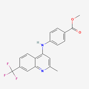 molecular formula C19H15F3N2O2 B2883216 Methyl 4-{[2-methyl-7-(trifluoromethyl)quinolin-4-yl]amino}benzoate CAS No. 881939-38-4