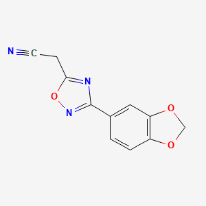 molecular formula C11H7N3O3 B2883223 2-(3-(Benzo[d][1,3]dioxol-5-yl)-1,2,4-oxadiazol-5-yl)acetonitrile CAS No. 919744-08-4