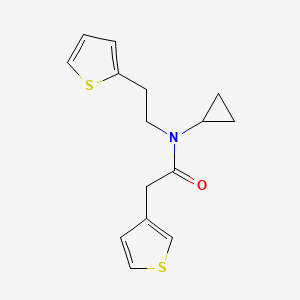 molecular formula C15H17NOS2 B2883229 N-cyclopropyl-N-(2-(thiophen-2-yl)ethyl)-2-(thiophen-3-yl)acetamide CAS No. 1797074-34-0