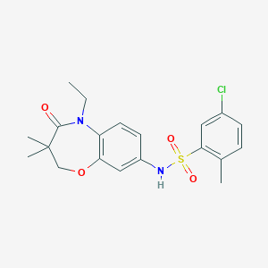 molecular formula C20H23ClN2O4S B2883234 5-chloro-N-(5-ethyl-3,3-dimethyl-4-oxo-2,3,4,5-tetrahydro-1,5-benzoxazepin-8-yl)-2-methylbenzene-1-sulfonamide CAS No. 921996-09-0