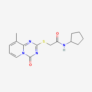 molecular formula C15H18N4O2S B2883284 N-cyclopentyl-2-({9-methyl-4-oxo-4H-pyrido[1,2-a][1,3,5]triazin-2-yl}sulfanyl)acetamide CAS No. 896341-87-0