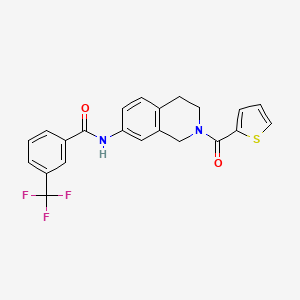 molecular formula C22H17F3N2O2S B2883326 N-(2-(thiophene-2-carbonyl)-1,2,3,4-tetrahydroisoquinolin-7-yl)-3-(trifluoromethyl)benzamide CAS No. 955688-87-6