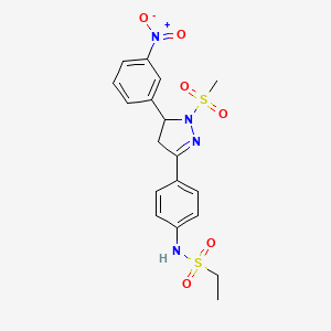 B2883331 N-(4-(1-(methylsulfonyl)-5-(3-nitrophenyl)-4,5-dihydro-1H-pyrazol-3-yl)phenyl)ethanesulfonamide CAS No. 851781-61-8