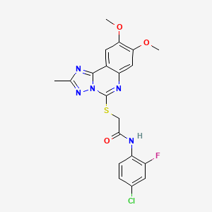molecular formula C20H17ClFN5O3S B2883358 N-(4-CHLORO-2-FLUOROPHENYL)-2-({8,9-DIMETHOXY-2-METHYL-[1,2,4]TRIAZOLO[1,5-C]QUINAZOLIN-5-YL}SULFANYL)ACETAMIDE CAS No. 902434-00-8