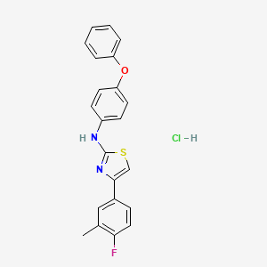 molecular formula C22H18ClFN2OS B2883383 (4-(4-Fluoro-3-methylphenyl)(2,5-thiazolyl))(4-phenoxyphenyl)amine, hydrochloride CAS No. 1274892-39-5