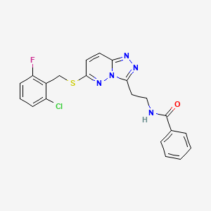 molecular formula C21H17ClFN5OS B2883470 N-(2-(6-((2-chloro-6-fluorobenzyl)thio)-[1,2,4]triazolo[4,3-b]pyridazin-3-yl)ethyl)benzamide CAS No. 872994-34-8