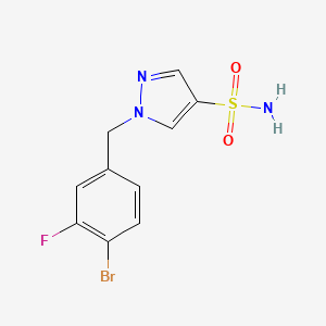 molecular formula C10H9BrFN3O2S B2883485 1-[(4-Bromo-3-fluorophenyl)methyl]pyrazole-4-sulfonamide CAS No. 2402830-71-9