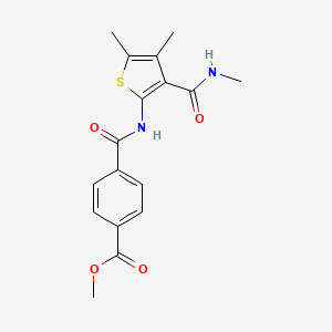 molecular formula C17H18N2O4S B2883490 Methyl 4-((4,5-dimethyl-3-(methylcarbamoyl)thiophen-2-yl)carbamoyl)benzoate CAS No. 896296-22-3