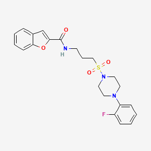 molecular formula C22H24FN3O4S B2883491 N-(3-((4-(2-fluorophenyl)piperazin-1-yl)sulfonyl)propyl)benzofuran-2-carboxamide CAS No. 1020981-88-7