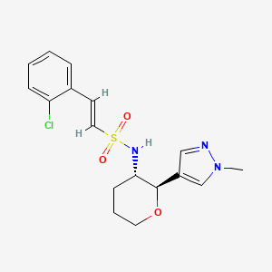 molecular formula C17H20ClN3O3S B2883494 (E)-2-(2-Chlorophenyl)-N-[(2R,3S)-2-(1-methylpyrazol-4-yl)oxan-3-yl]ethenesulfonamide CAS No. 2223296-82-8