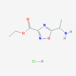 molecular formula C7H12ClN3O3 B2883497 Ethyl 5-(1-aminoethyl)-1,2,4-oxadiazole-3-carboxylate hydrochloride CAS No. 2445786-57-0
