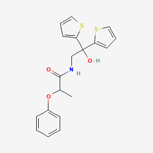 molecular formula C19H19NO3S2 B2883505 N-(2-hydroxy-2,2-di(thiophen-2-yl)ethyl)-2-phenoxypropanamide CAS No. 2034477-80-8