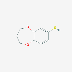 molecular formula C9H10O2S B2883519 3,4-dihydro-2H-1,5-benzodioxepine-7-thiol CAS No. 786728-92-5