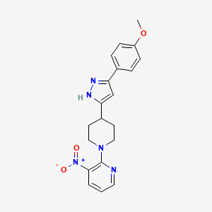 molecular formula C20H21N5O3 B2883532 methyl 4-{3-[1-(3-nitro-2-pyridinyl)-4-piperidinyl]-1H-pyrazol-5-yl}phenyl ether CAS No. 1031208-10-2