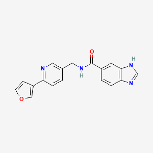 molecular formula C18H14N4O2 B2883535 N-((6-(furan-3-yl)pyridin-3-yl)methyl)-1H-benzo[d]imidazole-5-carboxamide CAS No. 2034226-90-7