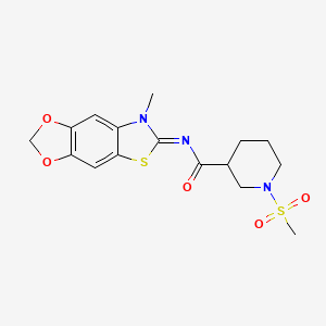 molecular formula C16H19N3O5S2 B2883550 N-(7-methyl-[1,3]dioxolo[4,5-f][1,3]benzothiazol-6-ylidene)-1-methylsulfonylpiperidine-3-carboxamide CAS No. 1060173-39-8